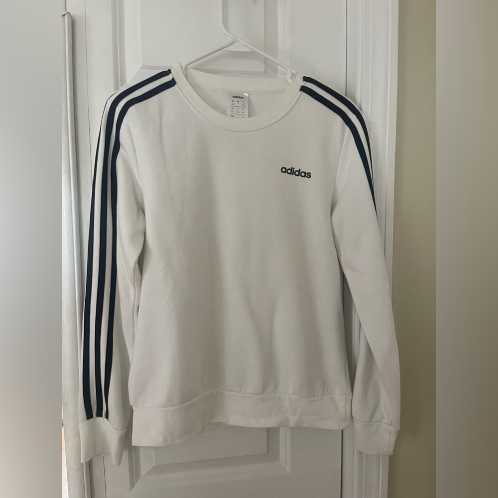 adidas White Sweatshirt with Black Stripes